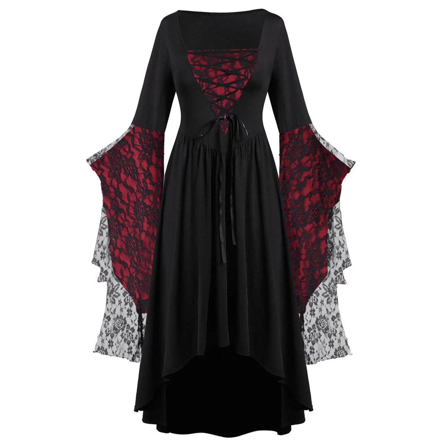 Vintage Halloween Cosplay Costume Witch Vampire Gothic Dress Ghost Dresses Up Party Printed Medieval Ghost Bride Female Clothes