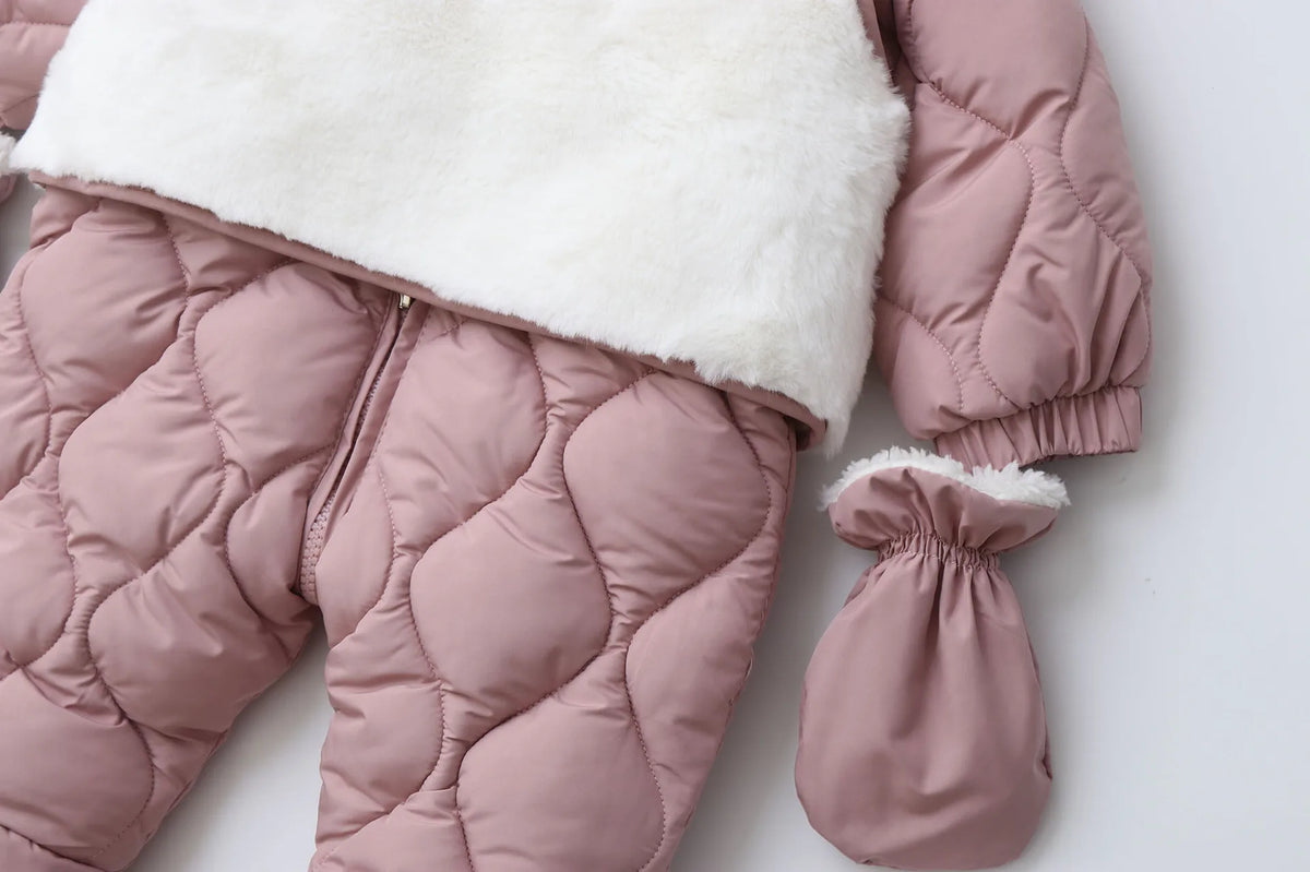 Winter 0-2Y Baby Clothes Thicken Fleece Boys Rompers Toddler Boys Jumpsuits Warm Fur Lining Footies And Vest 2 Pcs Snowsuit