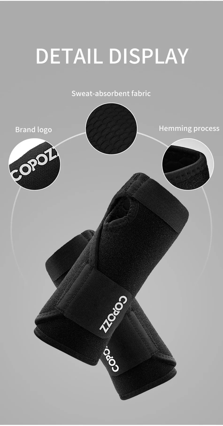 COPOZZ Ski Wristbands Unisex Wrist Wear-resistant Non-slip Protection Sweat Bands Running Fitness Sports Protection Equipment