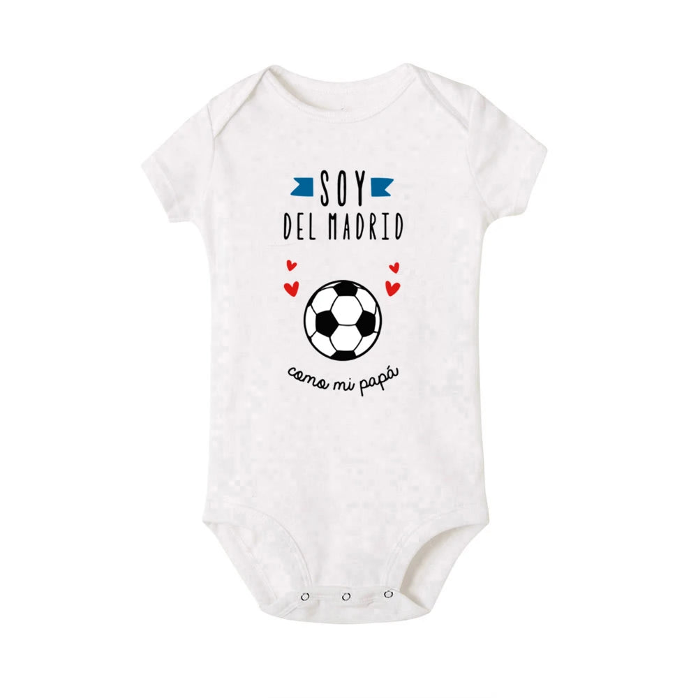 I'm From Madrid Like My Dad Spanish Print Baby Bodysuit Funny Newborn Jumpsuit Infant Short Sleeve Romper Toddler Clothes Outfit