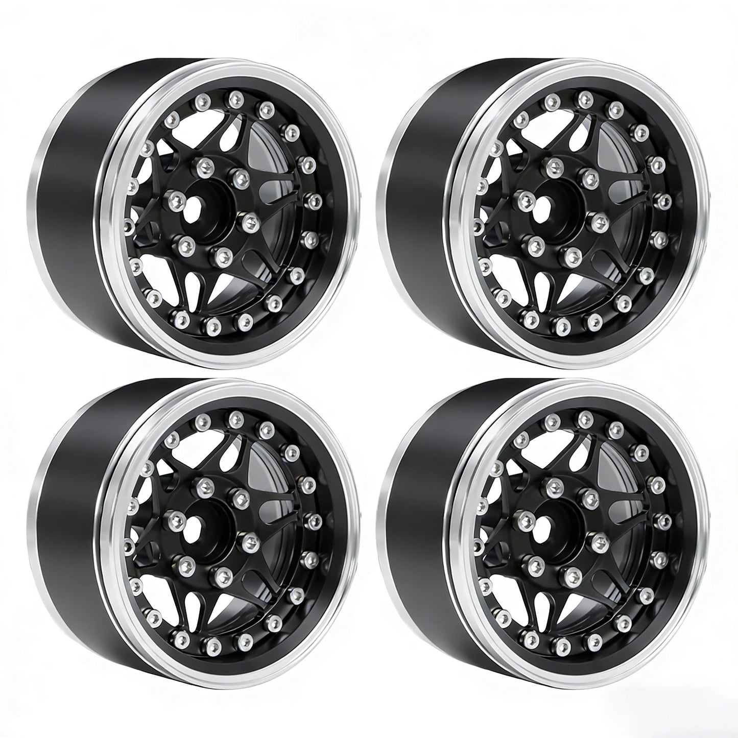 1.9" CNC Aluminum Beadlock Wheels Rim with Adjustable Offset for TRX4 TRX6 Axial SCX10 Redcat GEN8 RC4WD D90 1/10 RC Crawler
