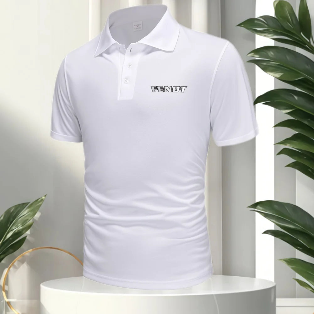 FENDT LOGO Splice New Men's Business Casual Short Sleeved Shirt Polo Shirt Fashionable Breathable Comfortable Versatile Top