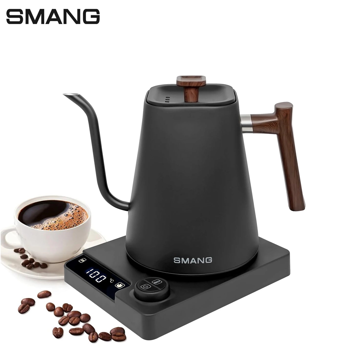 SMANG 1200W Gooseneck Electric Kettle 1L Temperature Control Coffee Kettle Pour Over Coffee Kettle Coffee and Tea Kettle