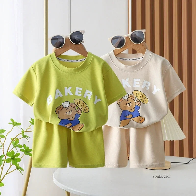 2Pcs Children Tshirt Shorts Sets Baby Summer Clothes Boy Girl Fashion Short Sleeve Pants Suit Leisure Outfits Kids Costume