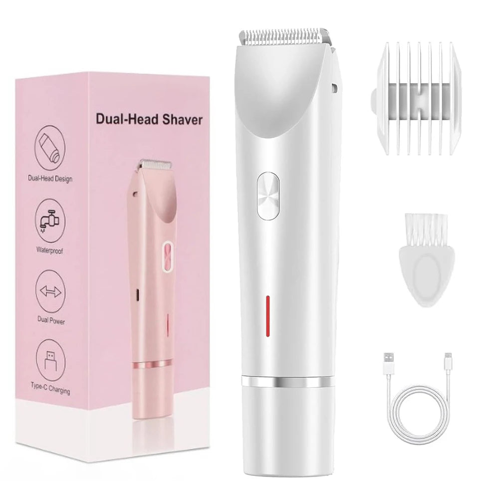 Electric Shaver for Woman Bikini Trimmer for Women Dual Head Electric Razor Waterproof Painless Bikini Shaver Pubic Hair Trimmer