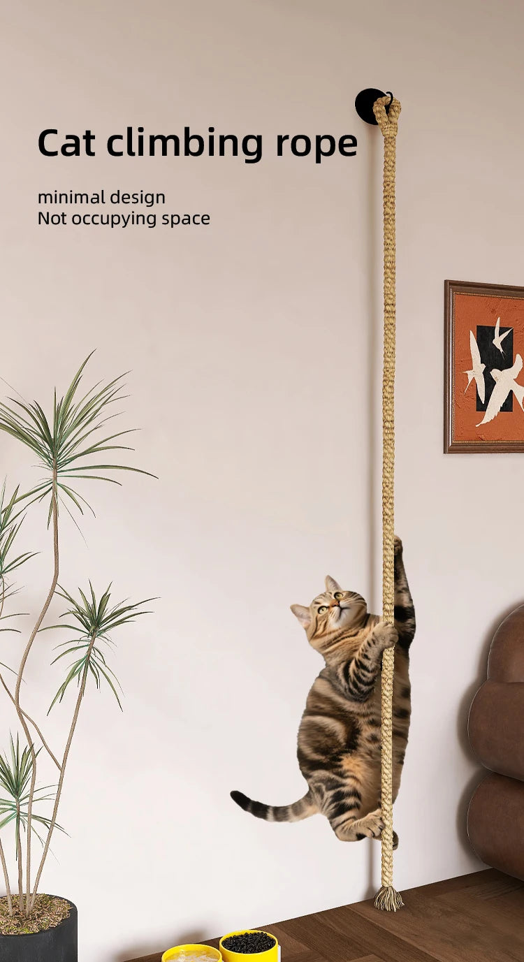 1pc wall-mounted cat scratcher with sisal rope, climbing ladder & play rope. Perfect indoor cat toy for all sizes