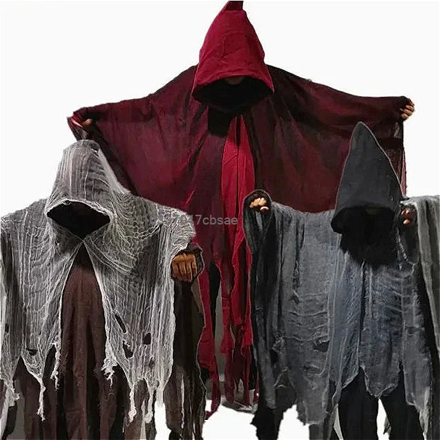 Halloween Ghost Dementor Cosplay Costume Adult Gothic Horror Zombie Tattered Hooded Capes Unisex Party Cosplays Cloaks New 2026