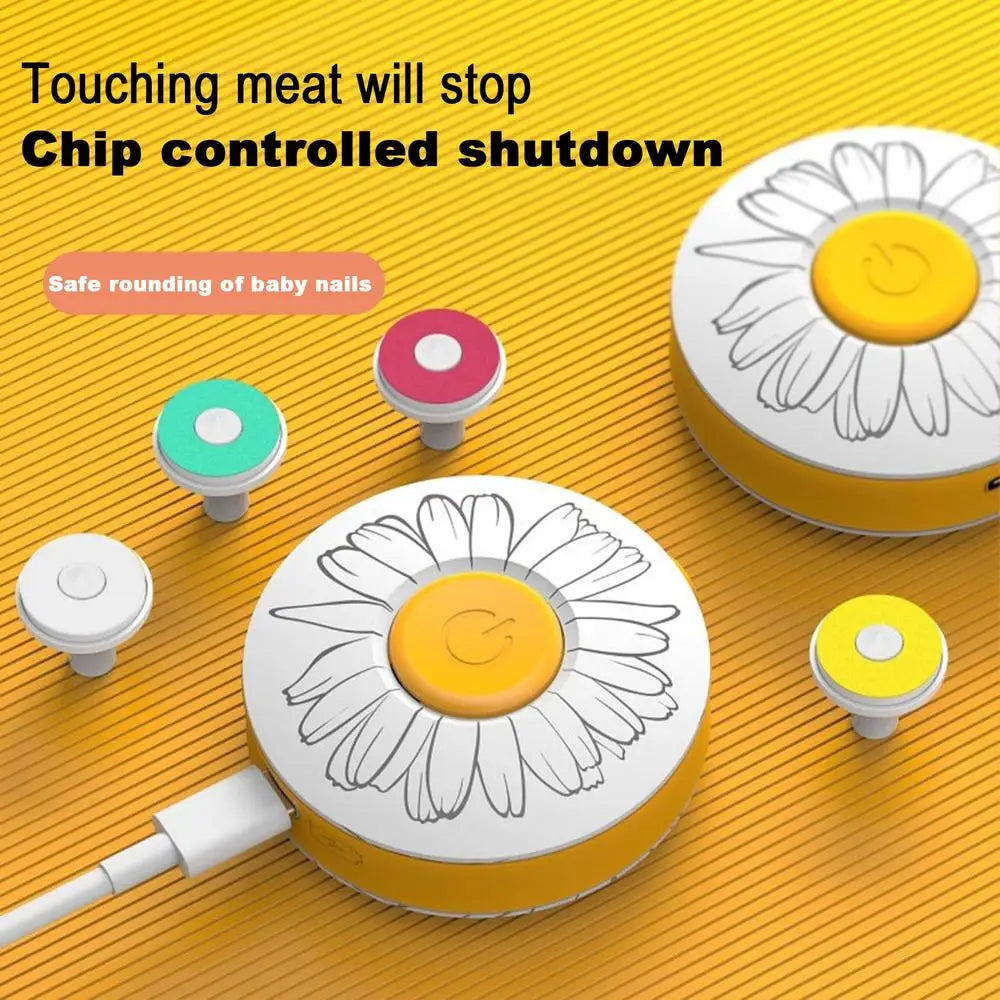 Electric Baby Nail File Safe Rechargeable Manicure Set Newborn Infants Fingernail Clippers With 6 Grinder For Toes Nail Polisher