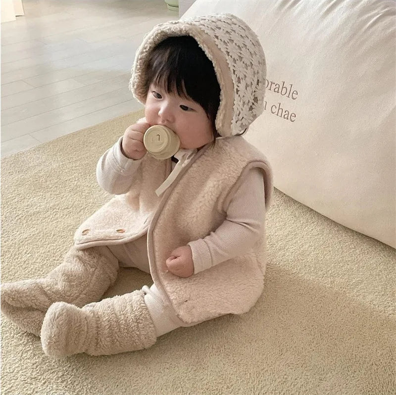 Winter New Baby Fleece Padded Socks Warm Thicken Toddler Girls Floor Socks Cartoon Embroidery Infant Sock Sleeves