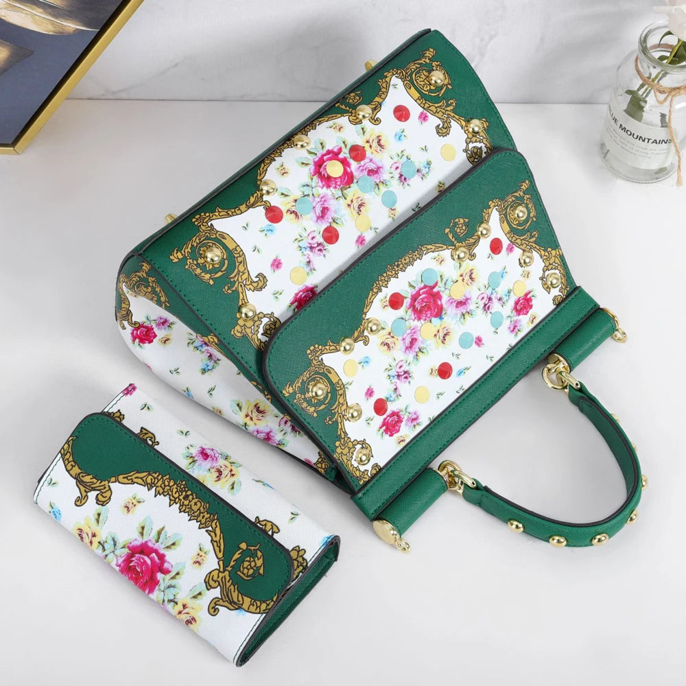 Luxury Women Bags Leather Vintage Painting Art Purse Handbags Girl Shoulder Bag Fashion Cross Body Messenger Bag Female Totes