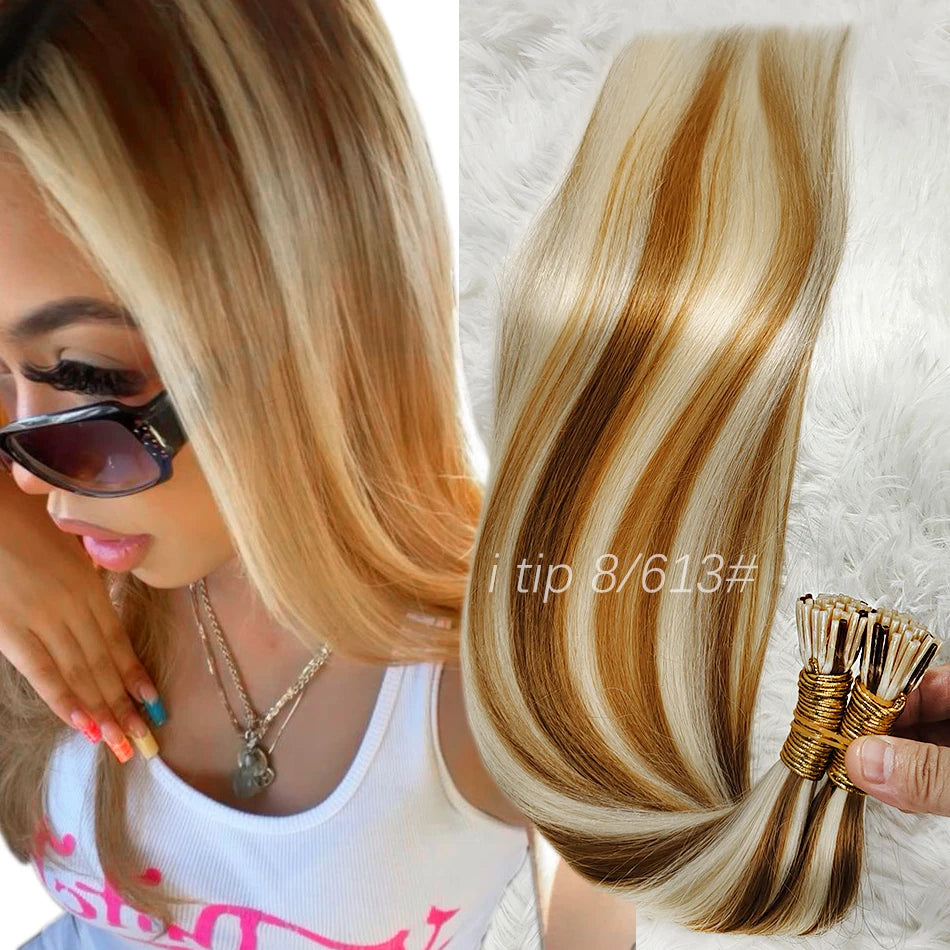 Human Hair i tip 100% human hair extensions Keratin Straight Brazilian Remy Human Hair Natural Capsule Hair Extension  30 inch