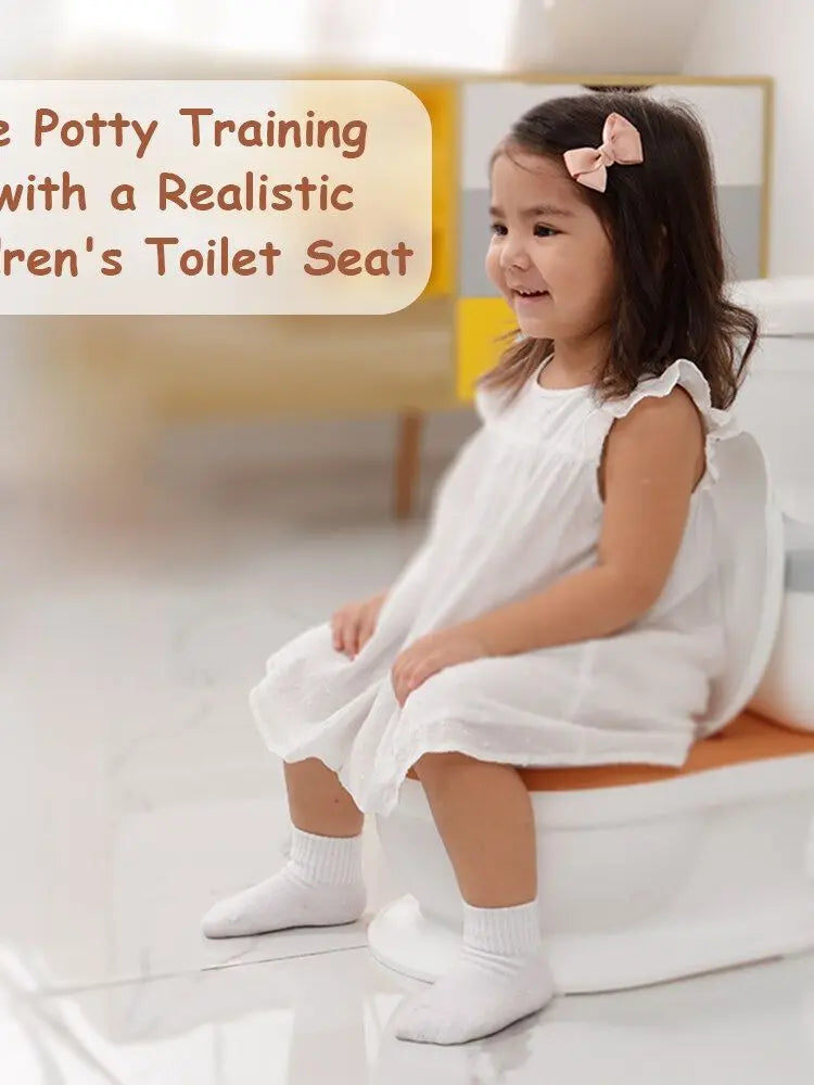 Baby Potty Toilet Seat Realistic Potty Training Seat for Toddlers Boys Girls Soft PU Pad Wipe Storage Music Playing Function