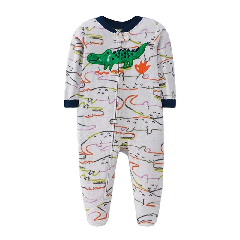 Winter Baby Boy Girl Rompers Clothes Zipper Fleece Autumn Warm Newborn Infants Pajamas Outfit Animal Jumpsuit Clothing 0 -12 M