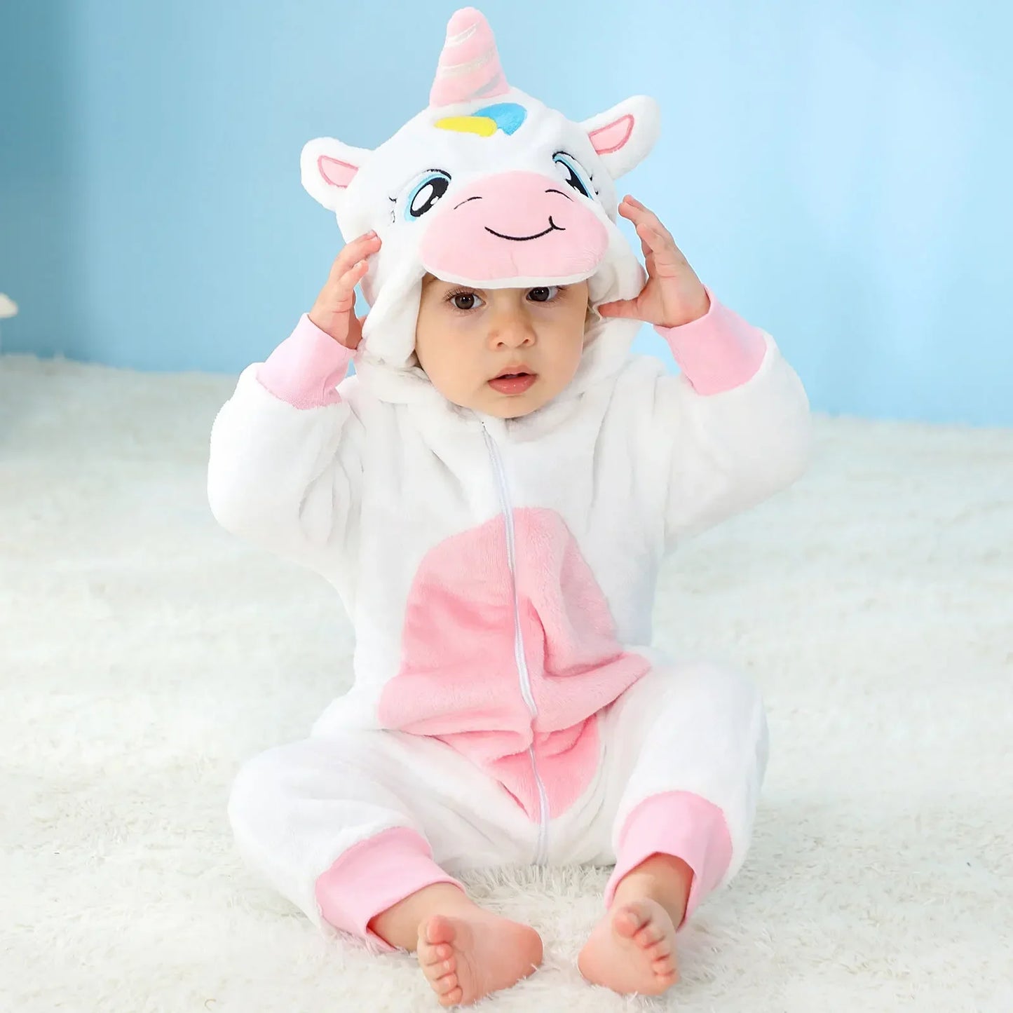 Newborn Baby Deer Animal Cartoon Romper Clothes Girls Pajamas Long Sleeve Hooded Onesies Infant Boys Costumes For Christmas