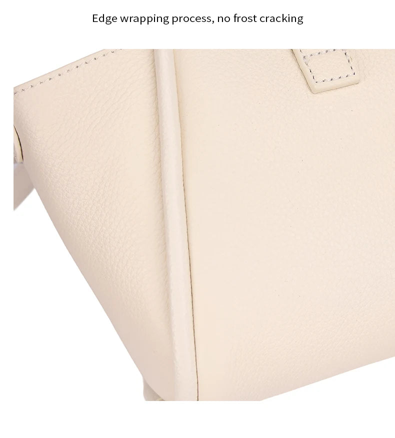 Genuine Leather Mini Tote Bag for Women Fashion Cowhide Shoulder Bag Patchwork Commute Handbag Luxury Designer Crossbody Bag