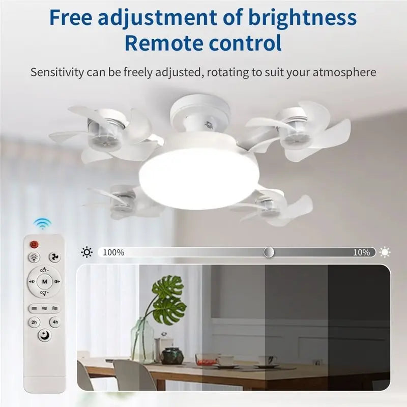 AT28-Fan Light 2-In-1 Drone Design Ceiling Fan Light 60W With Remote Control For Entrance Hall Family Corridor Living Room