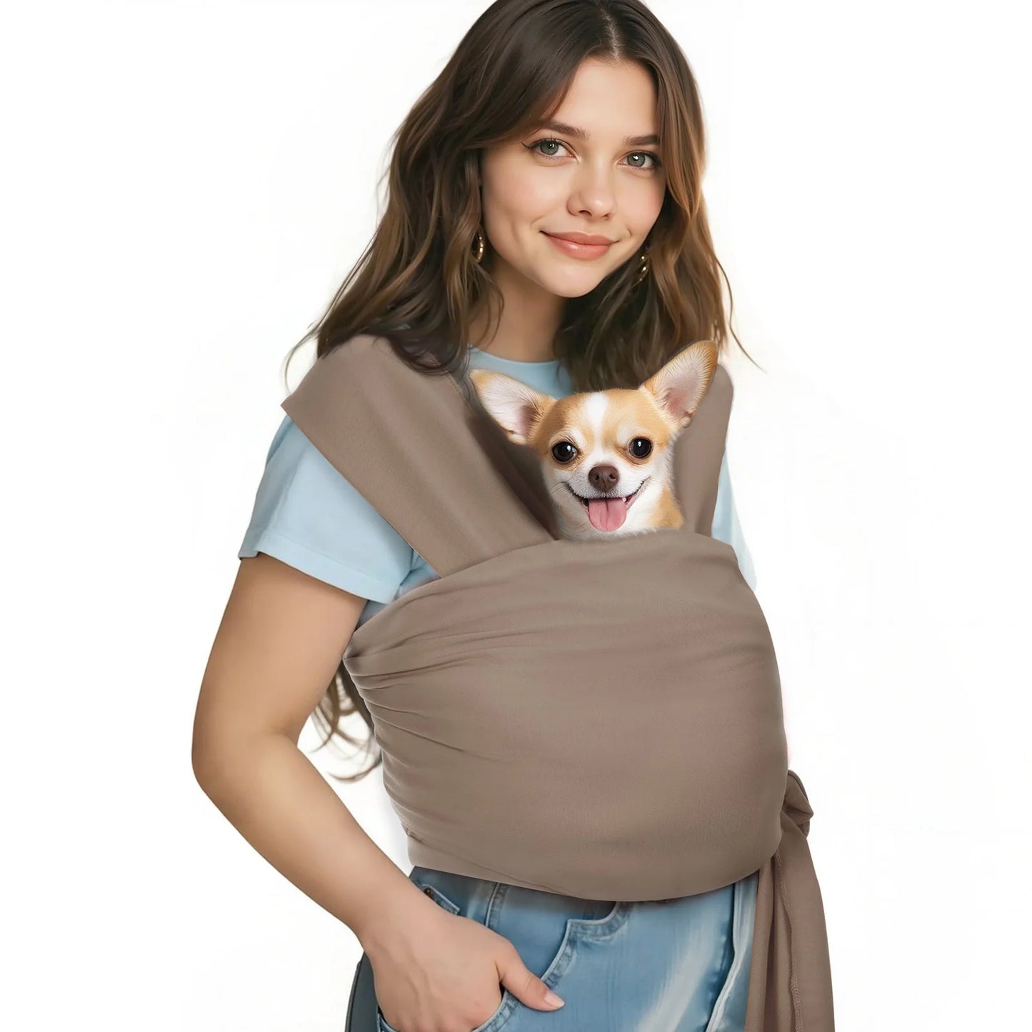 Pawaboo Pet Sling Carrier for Small Dogs and Cats Hands Free Dog Carrier Sling Anti-anxious Soft Cotton Front Facing Cat Carrier
