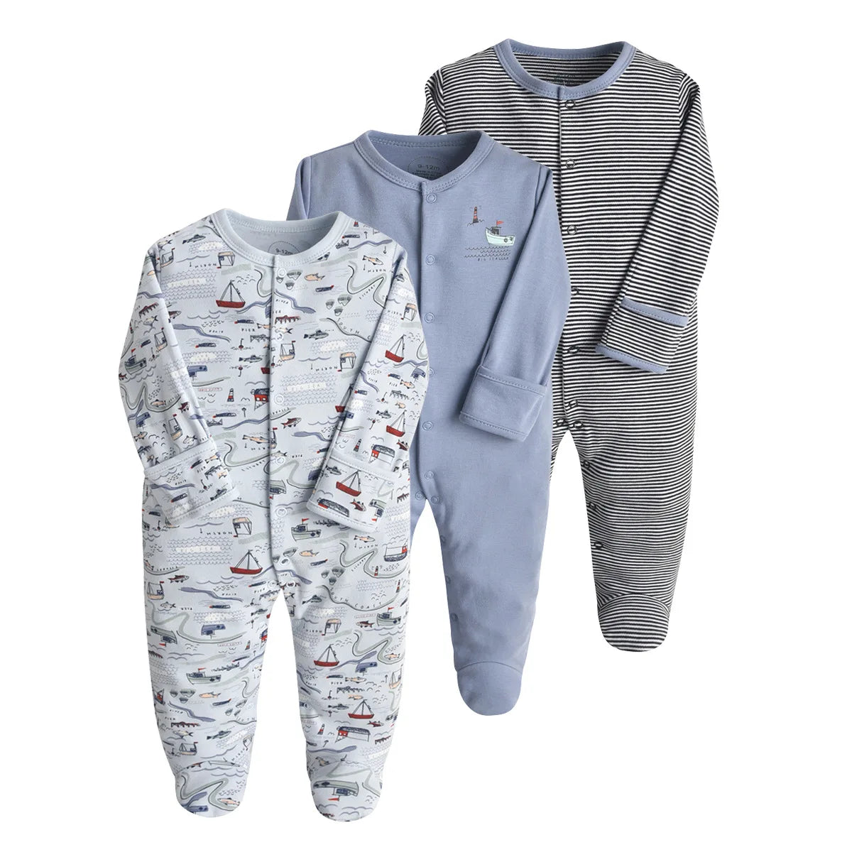 3Pcs Brand Newborn Baby Clothes Set Infant Boys Girls Romper Cotton Long Sleeve Pajamas Jumpsuit Toddler Outfits