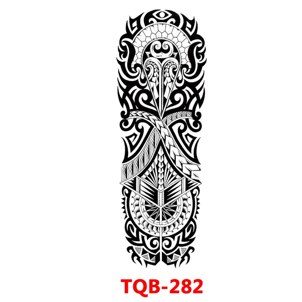 Full-arm Tattoo Stickers With The Crown Of The Virgin Of Jesus And Lion Waterproof Tattoo Stickers