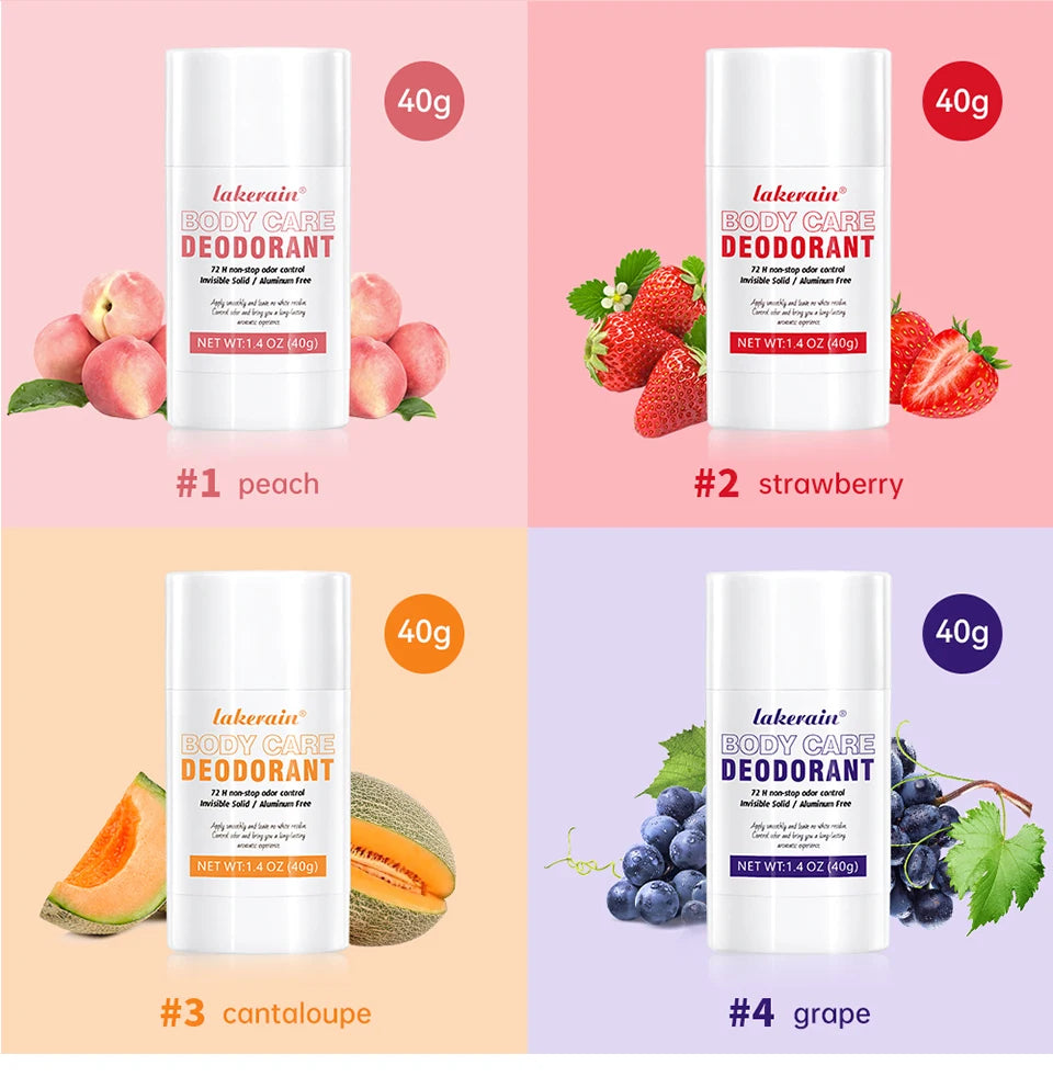 Lakerain Body Care Deodorant Long-Term Odor Control Natural Ingredients Aluminum-Free Sweet Fruity Aroma  Full Body Deodorant