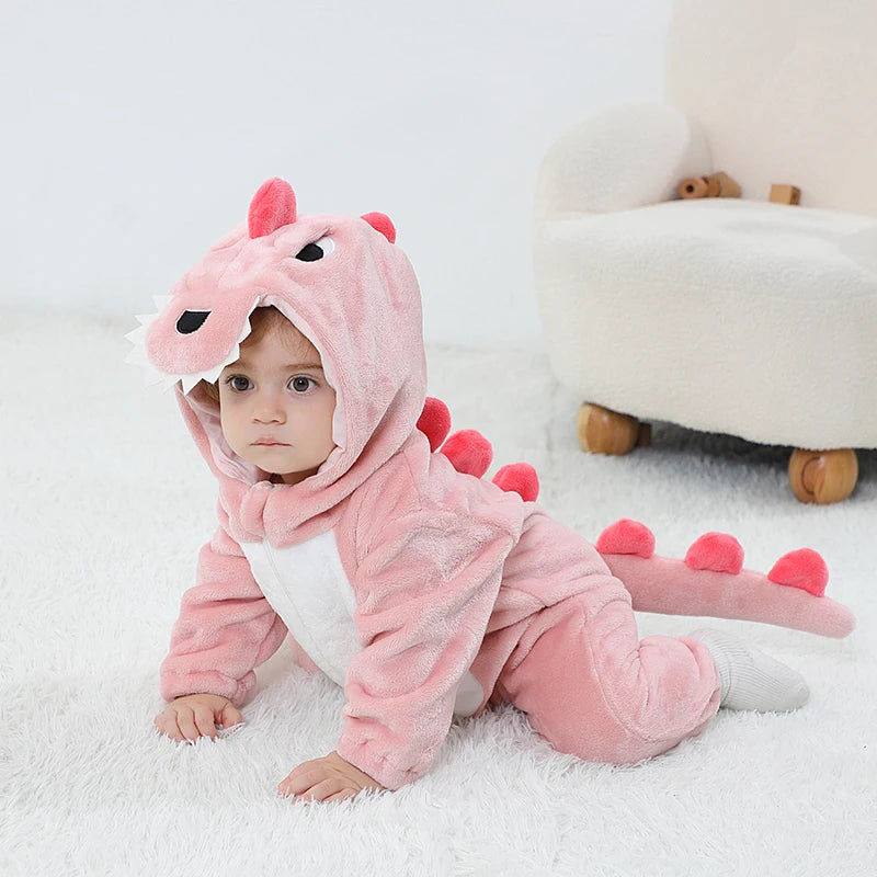 Halloween Baby Rompers Kigurumis Lovely Dinosaur Cartoon Pajamas Clothes Infant Boys Girls Baby Onesie Romper Newborn Hooded