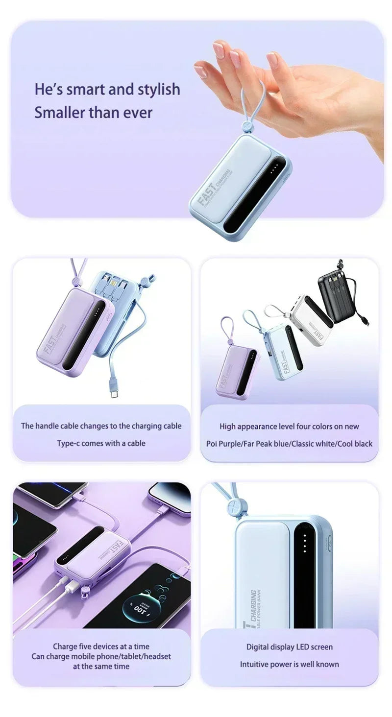 Lenovo 30000mAh Power Bank BuiIt in 4 Lines Super Fast Charging Large Capacity Portable External Battery for All Phones Android
