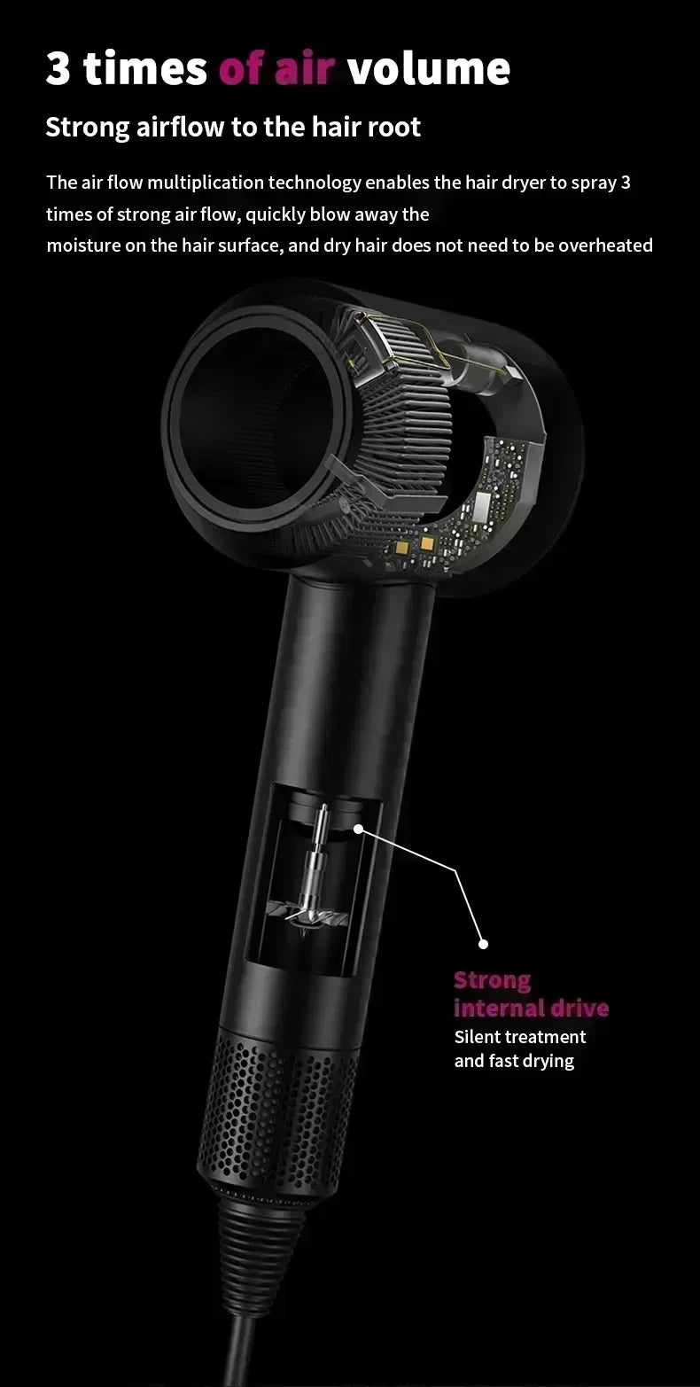 For EU Professional Leafless Hair Dryer, High-Speed Negative Ion 110,000 Rpm, Professional Hair Care, 62M/S Wind, 1600W, Quick