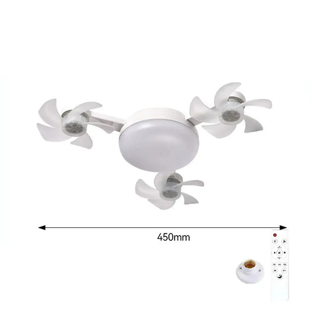 Drone Style Ceiling Fan Light E27 Base Remote Controlled Dimmable 3 Color LED Design  Retractable Blades for Living Room