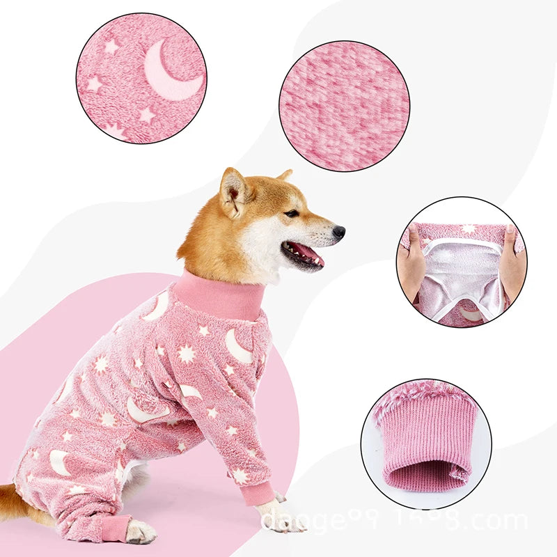Flannel Dogs Pajamas Jumpsuit Four Legs Winter Warm Onesies for Medium Large Dogs Warm Puppy Cat Jumpsuit Pet Dog Clothes