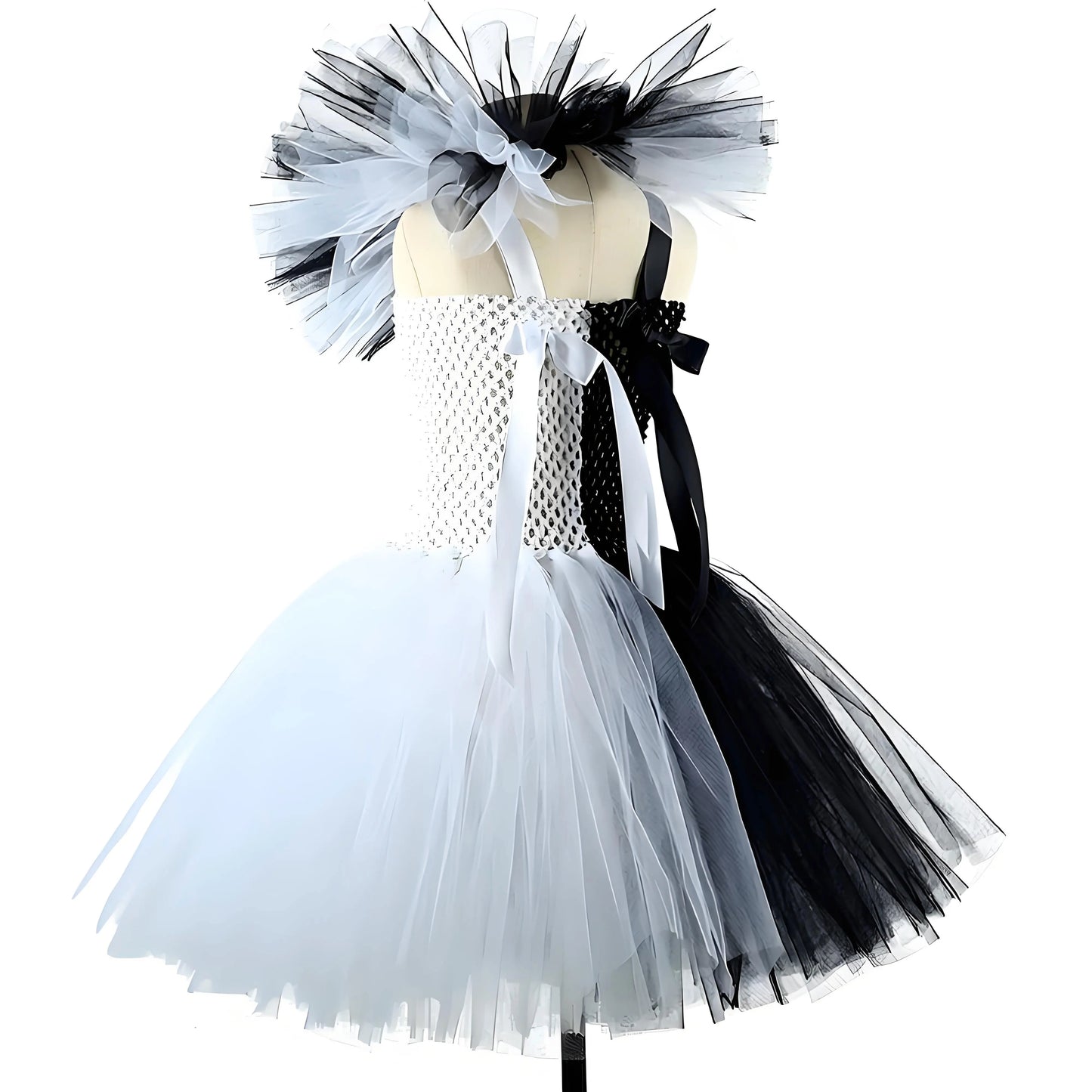 Girls Halloween Clown Costume Dress Kids Black White Scary Clown Dress with Hat Socks Gloves Set Carnival Cosplay Party Outfit