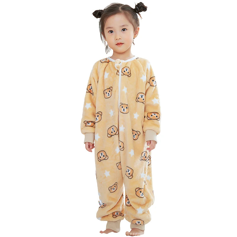 Kawaii Girls Pajamas Winter Purple Rabbit Onesie Hooded Plush Kigurumi Jumpsuit Blanket Sleeper Warm Overall Kids Nightwear Pjs