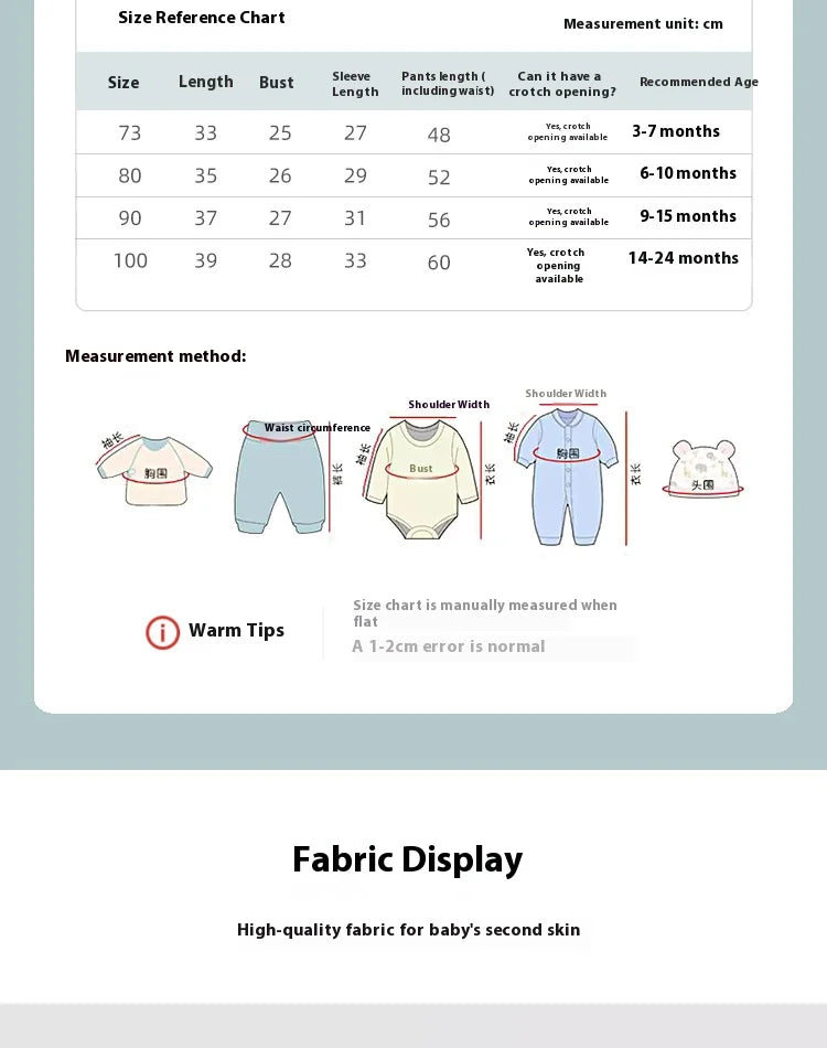 Two-Piece Baby Sleepwear Set Pure Cotton Top and Bottom Set Newborn Separate Homewear Set Toddler Spring, Autumn, and Winter Sle