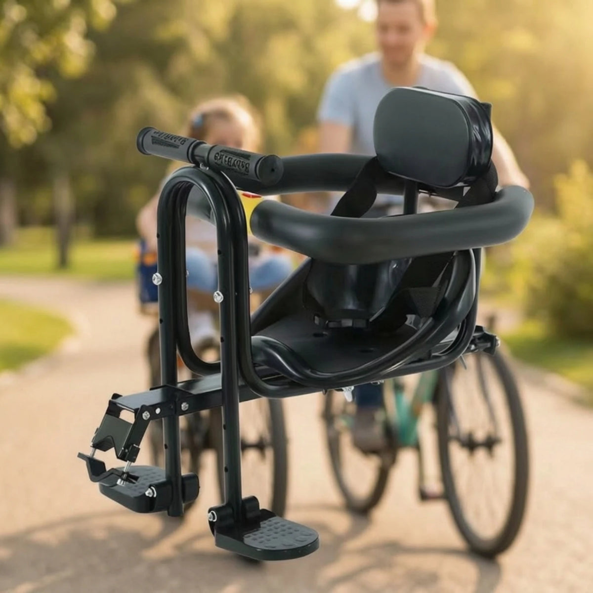 Child Bike Seat Front Mount Safe with Harness Guardrail Padded for Toddlers Kids Family Rides Outdoor Cycling Bike Accessories