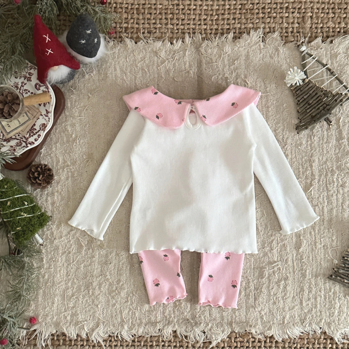 Baby Clothing Sets Autumn Cotton Cute Strawberry Print 2 PCS Kids Sets Sport Baby Girls Clothes Top+Pants 1-3 Years