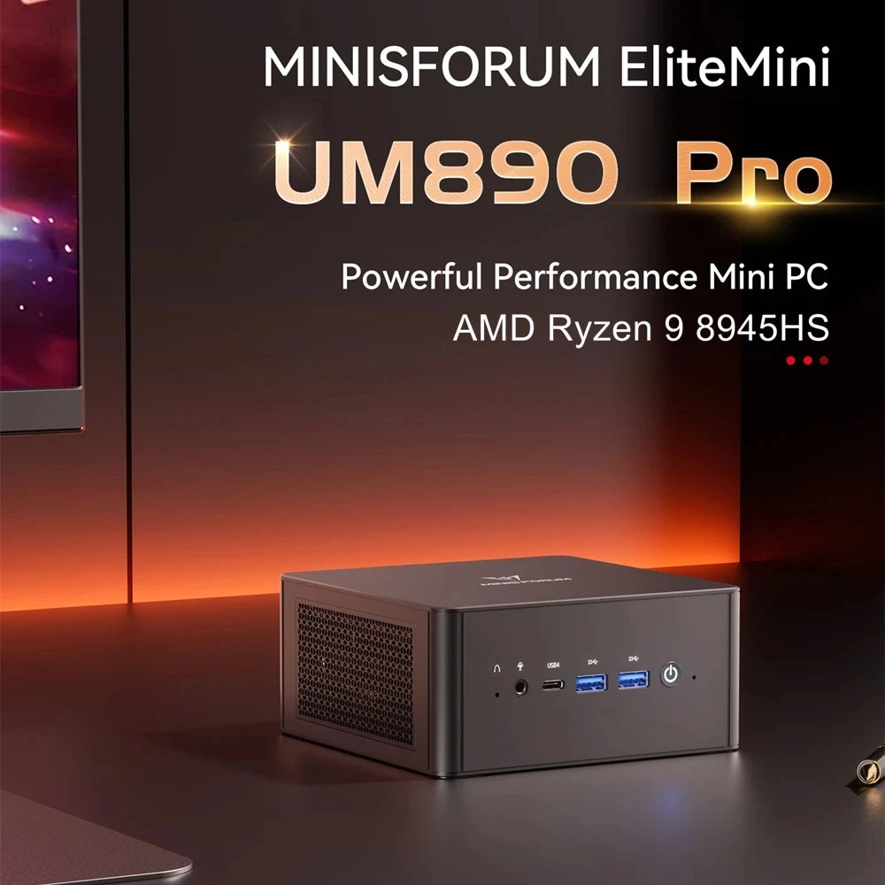 MINISFORUM UM890 UM880 Pro AMD Ryzen 9 8945HS R7 8845HS Mini PC Gaming 2*USB4.0 2*DDR5 2*PCIE4.0 Window11 Desktop Computer WiFi6