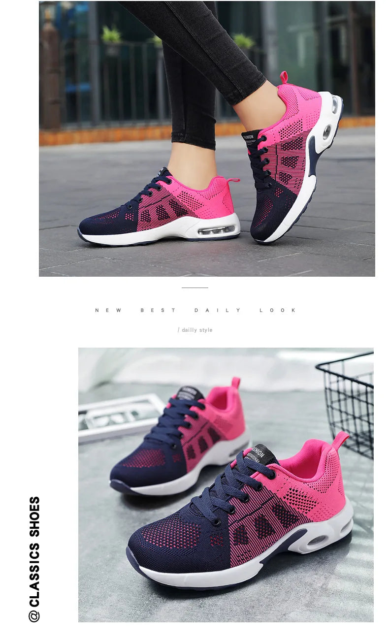 Mesh Women Running Shoes Breathable Casual Shoes Outdoor Light Weight Pink Tenis Sports Shoes Casual Walking Sneakers for Wamen