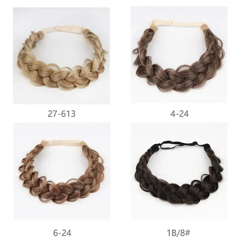 1 Pcs Synthetic Premium Adjustable Handmade Wig Braided Elastic Band Hair Fashion Braiding Hair Headband Headwear For Women