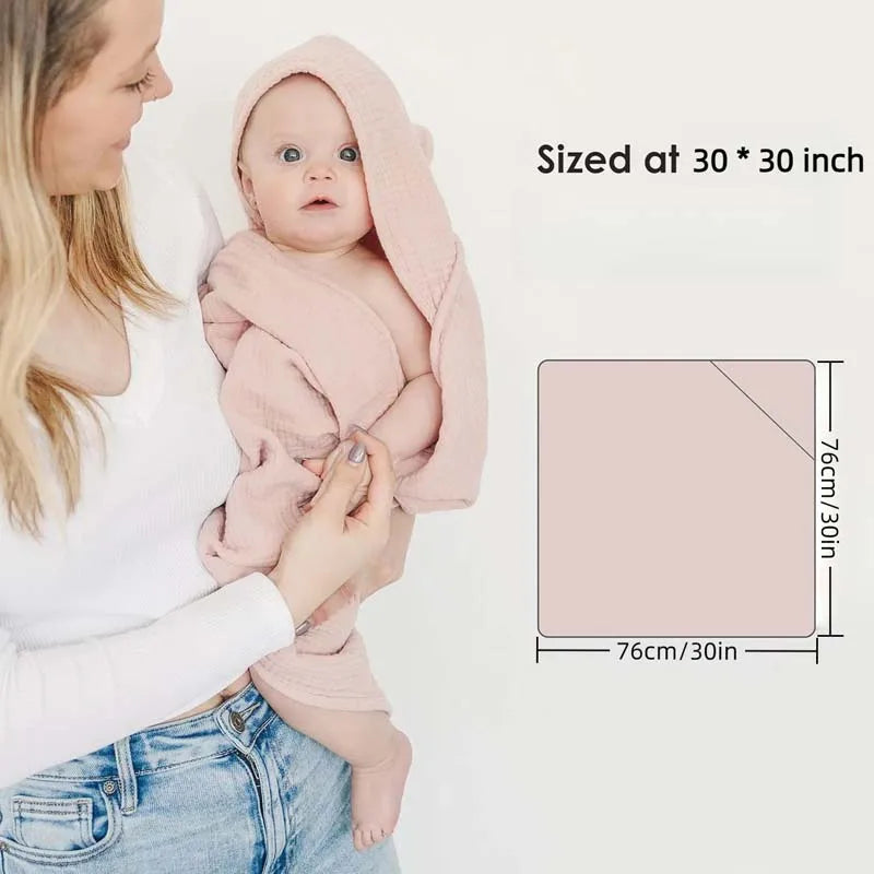 Muslin Baby Bath Towels Hooded Newborn Swaddle Wrap Soft Cotton Baby Blankets Infant Bathrobe Baby Shower Gift 76*76cm