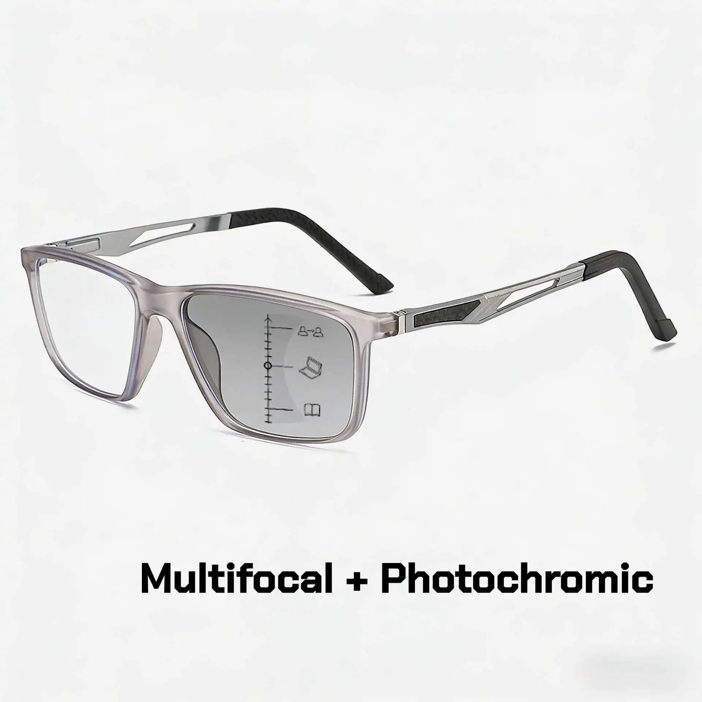 New Multifocal Photochromic Reading Glasses Unisex Ultra-Lightweight TR90 Bifocal Presbyopia Eyewear with Plus Diopter 0 To +4.0