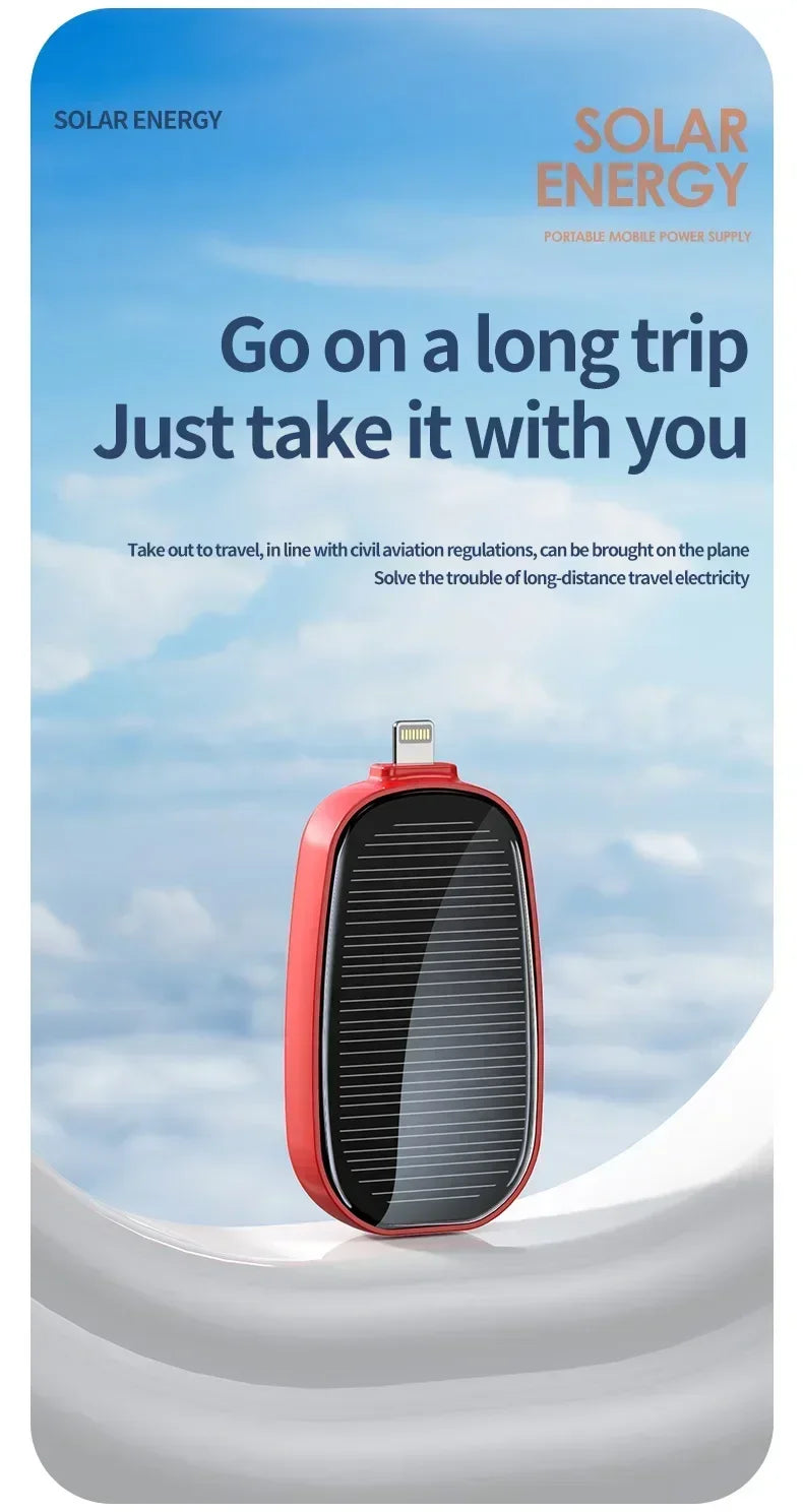 Emergency Solar Mini Portable Power Bank Keychain Portable Charger Small Outdoor Camping External Battery For iPhone and Xiaomi