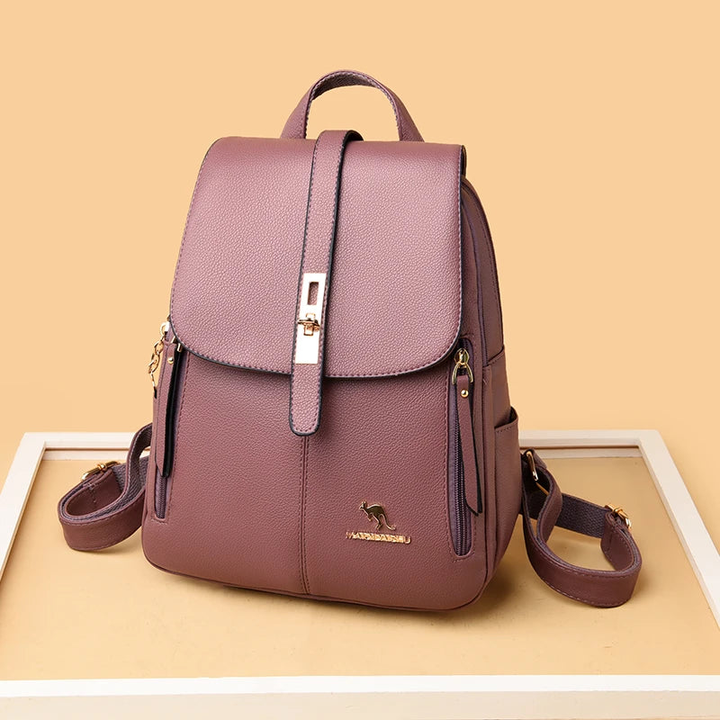Luxury Women Leather Backpacks for Girls Sac A Dos Casual Daypack Black Vintage Backpack School Bags for Girls Mochila Rucksack