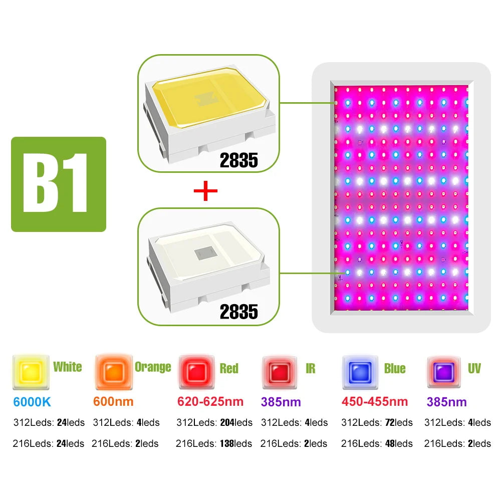 600W LED Grow Lights Full Spectrum Plant Cultivation Lamp 220V Indoor Greenhouse Tent Hydroponics Succulent Vegs Fill Lighting