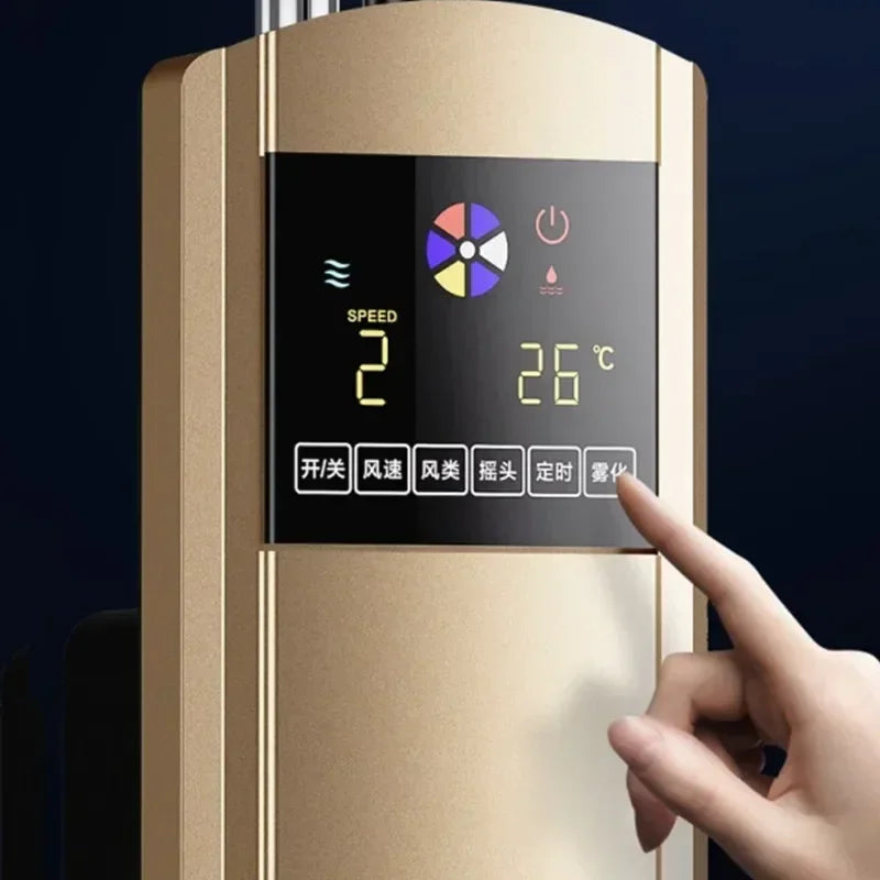 2025Spray Fan Landing Home Quiet Remote Control Humidification Cooling Shaking Industrial Blow Water Cooled Atomizing Electric F