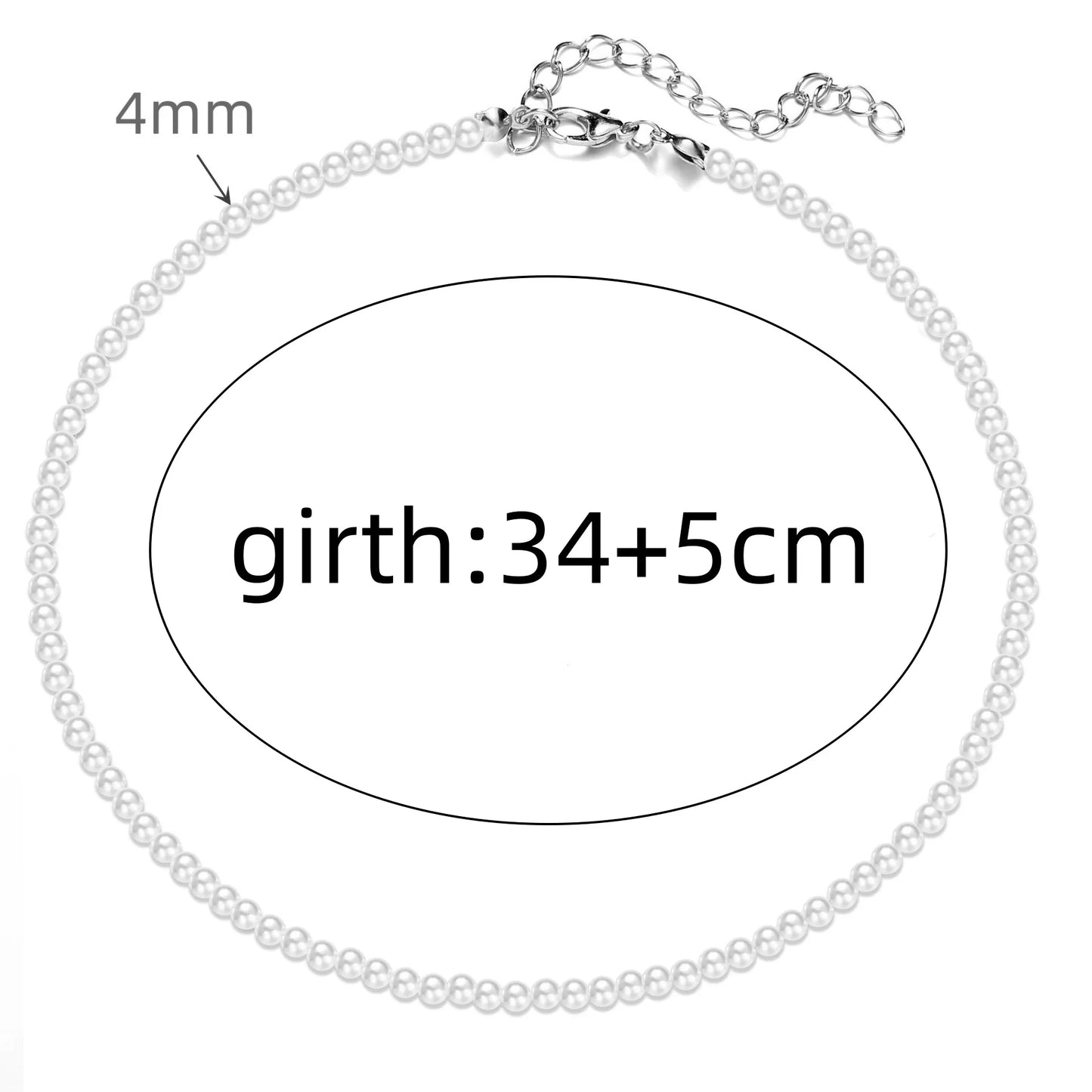 4 5 6 8mm White Pearl Chokers Necklace Clavicle Chain For Women Classic Fashion Elegant Wedding Neck Jewelry Love Pendant Gift