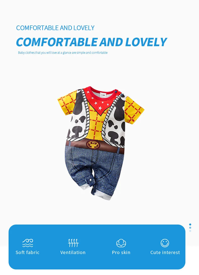 0-24 months newborns Baby Clothes One-Piece Cartoon Anime short-Sleeved Trousers Banquet Summer Fashion neonatal clothing