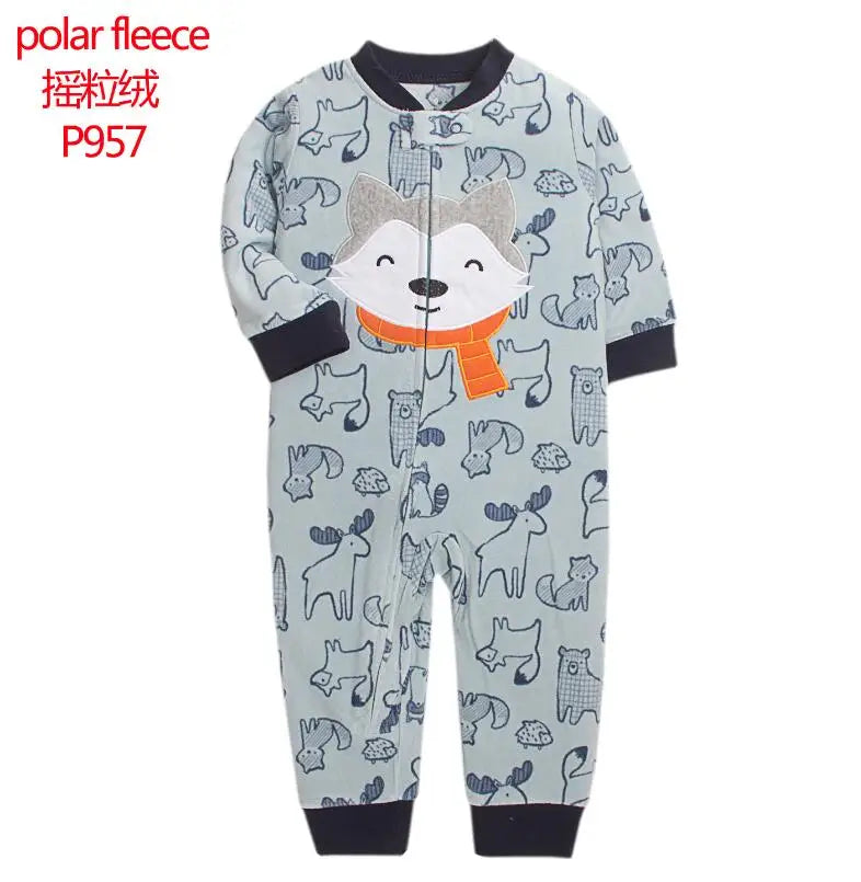 24M Toddler Baby Clothes Romper Children Fleece Outdoor Clothing Winter Warm Climbing Jumpsuit Zipper One-piece Coverall Pajamas