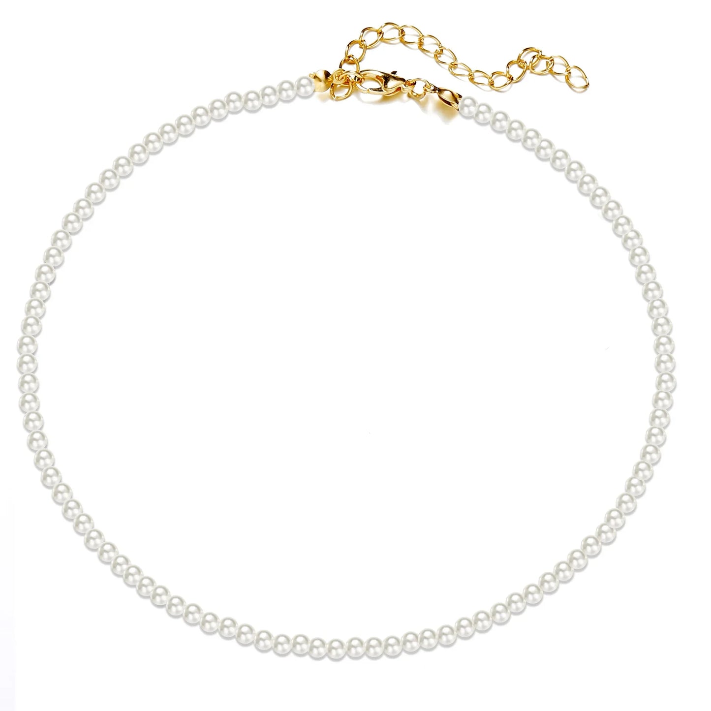 4 5 6 8mm White Pearl Chokers Necklace Clavicle Chain For Women Classic Fashion Elegant Wedding Neck Jewelry Love Pendant Gift