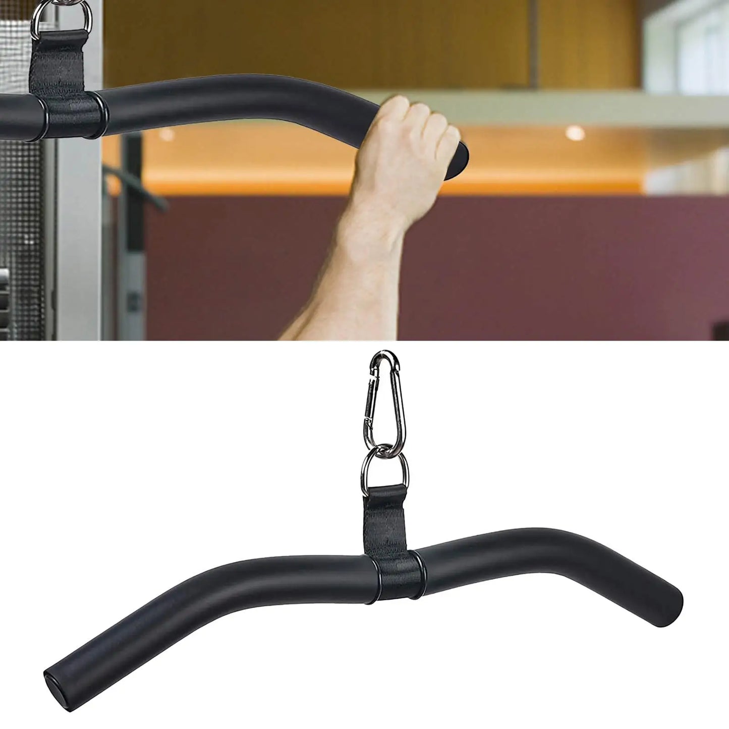 LAT Bar Cable Machine Attachment, Curl Pulldown Bar with Full Rotation and