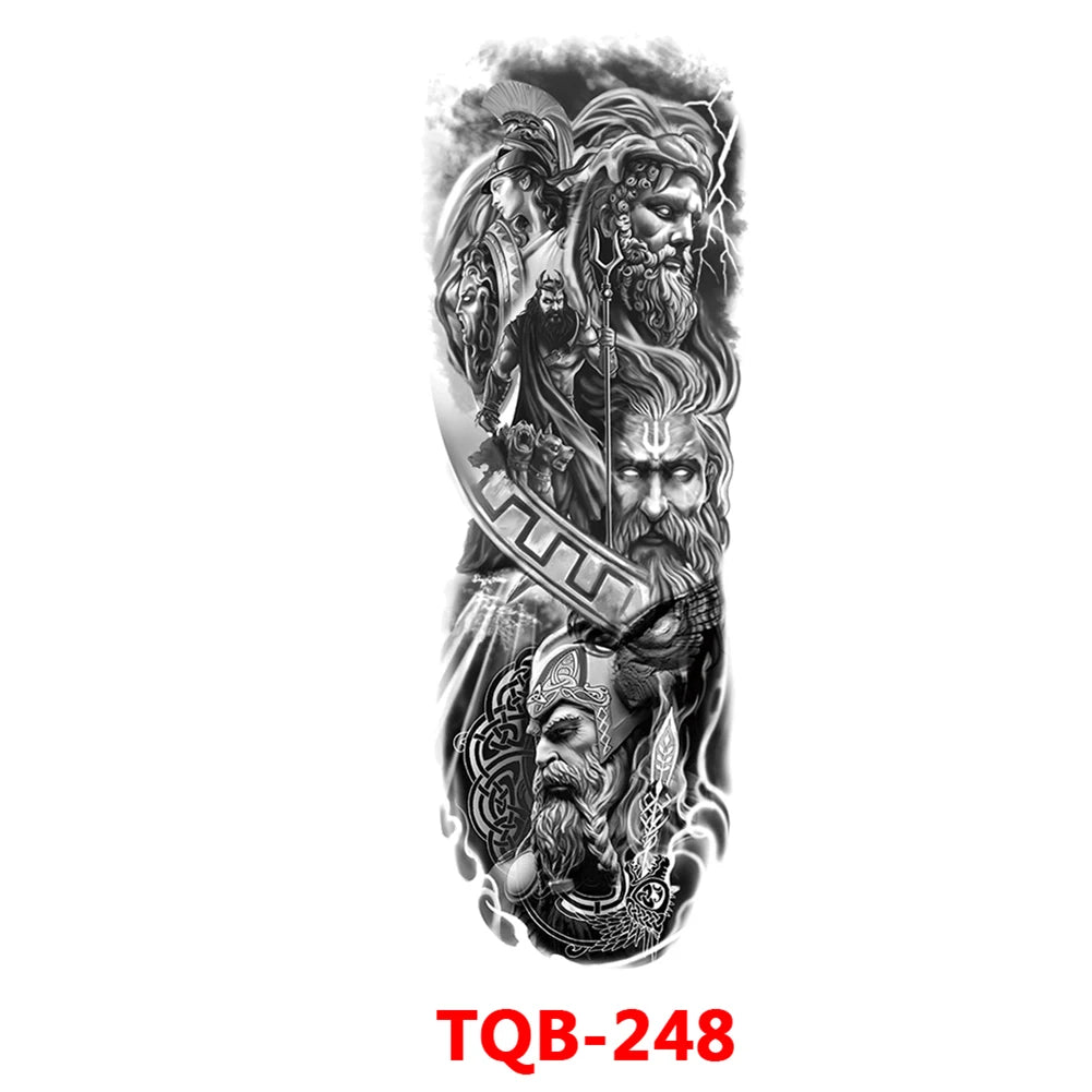 Large Arm Sleeve Tattoo Rose Gear Clock Eye Waterproof Temporary Tatto Sticker Lion Wolf King Body Art Full Fake Tatoo Women Men