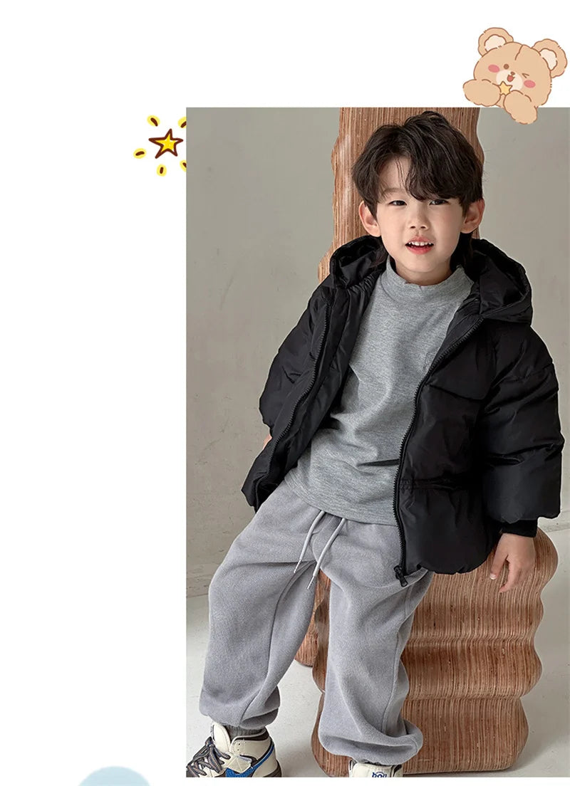 New Baby Warm Jacket Winter Toddler Thickened Outerwear Boys Girls Solid Hooded Coats Children Windproof Overcoat Snowsuit 2-6Y